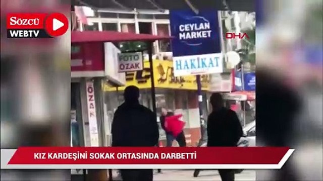 Sokak ortasında kadına şiddet kamerada