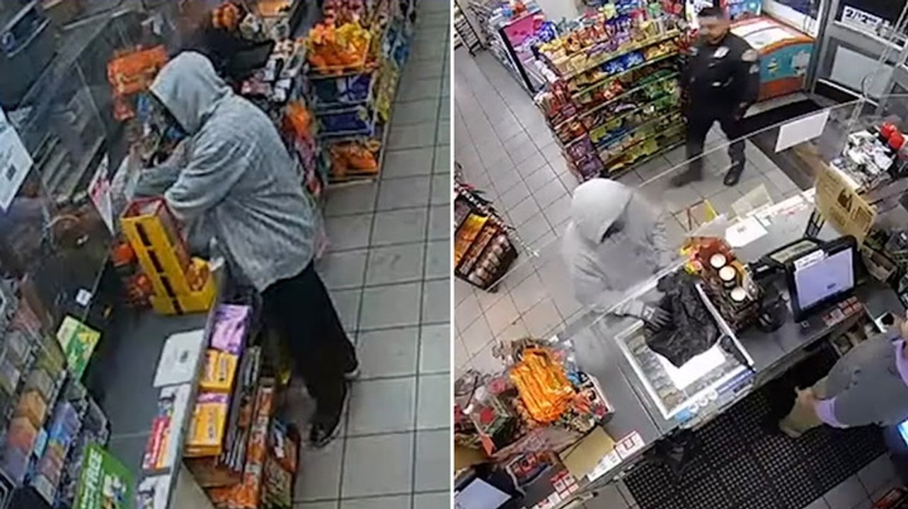 Police officer walks into shop as its being robbed and foils burglary
