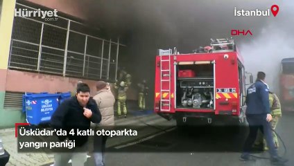 Üsküdar'da 4 katlı otoparkta yangın paniği