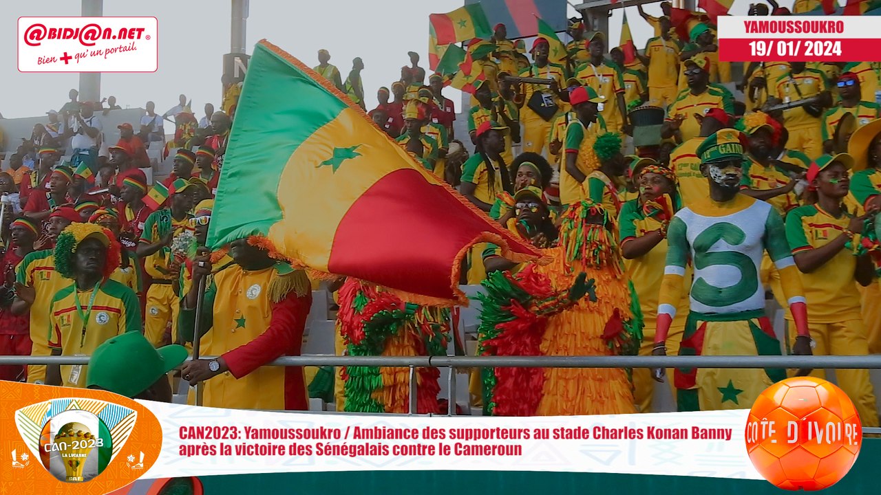 CAN2023-Yamoussoukro : Ambiance des supporteurs au stade Charles Konan Banny après la victoire des Sénégalais contre le Cameroun