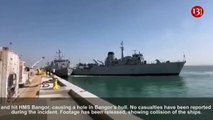 Footage of the collision of British ships at a base in Bahrain