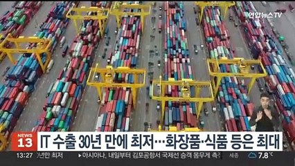 IT 수출 30년 만에 최저…화장품·식품 등은 최대