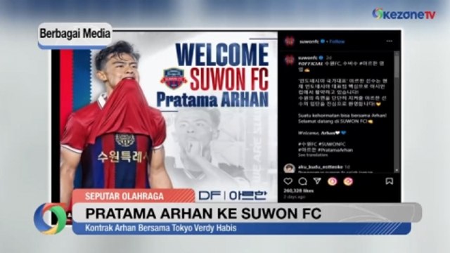Pratama Arhan Resmi Berlabuh ke Klub Liga 1 Korsel Suwon FC