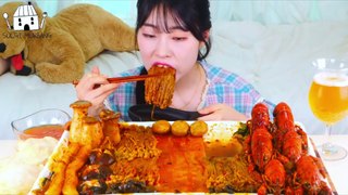 ASMR MUKBANG| Maralongsha and various Mushrooms, BunMoza&China noodles, Guobaorou