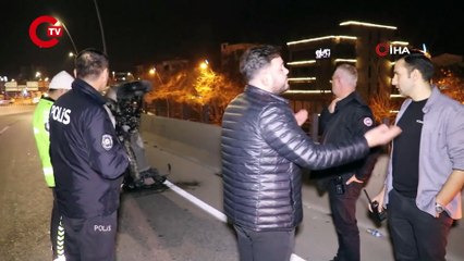 Beton bariyere çarptı Araç metrelerce savruldu