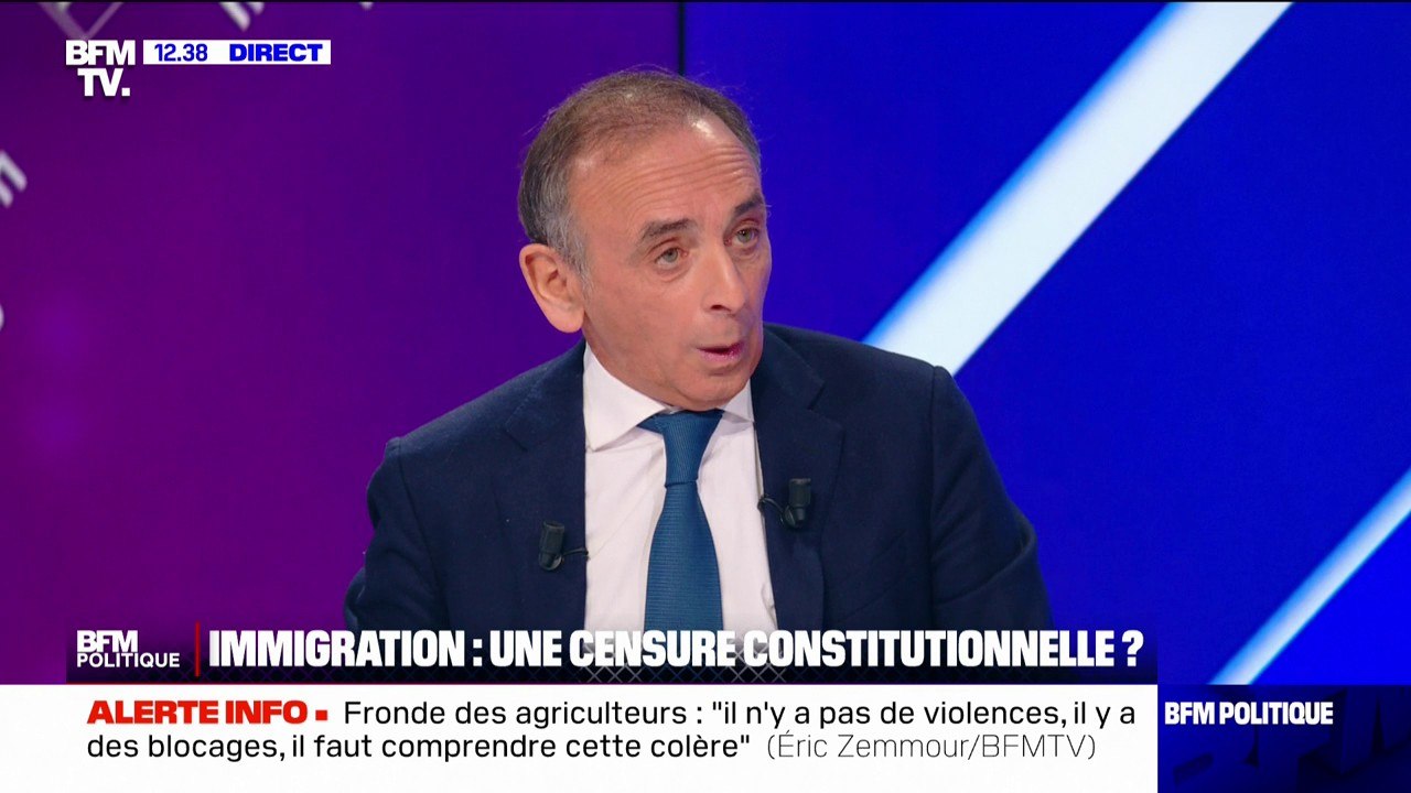 "Moi, je veux arrêter l'immigration légale": Éric Zemmour n'est pas satisfait de la loi immigration