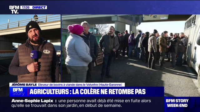 Blocage de l'A64: Jérôme Bayle, éleveur bovin dans le Volvestre, affirme que les agriculteurs sont déterminés à continuer le mouvement