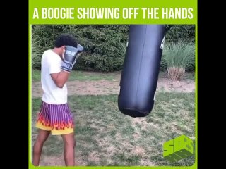 A Boogie Shows Off His Boxing Skills