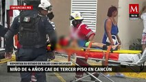 Niño de 4 años está gravemente herido en Cancún tras caer desde tercer piso