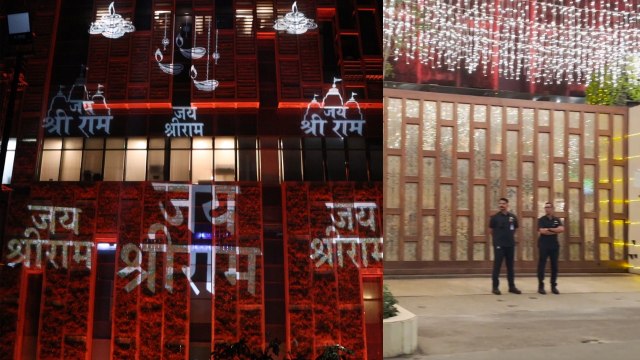 Mukesh Ambani's Antilia Residence Decorated With 'Jai Shri Ram' on Evening of Ram Mandir Ceremony