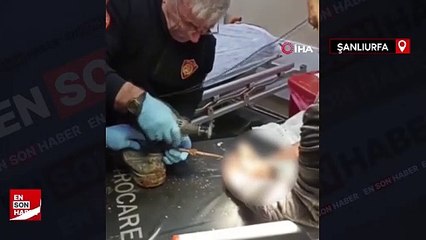 Şanlıurfa'da ayağına demir şiş saplanan işçinin imdadına itfaiye yetişti