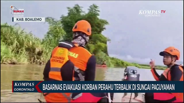 Basarnas Evakuasi Korban Perahu Terbalik di Sungai Paguyaman Boalemo