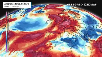 Video herunterladen: Dorsal cálida en 850 hPa prevista para los próximos días con altas anomalías sobre España