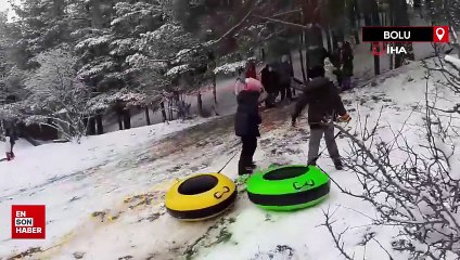 Bolu'da şambrellerle doyasıya eğlendiler