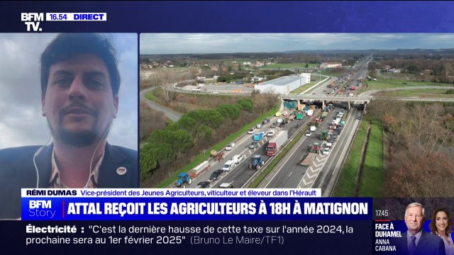 Agriculteurs reçus à Matignon: Les départements commencent à se mobiliser, ça va s'accentuer si on n'est pas entendus , affirme Rémi Dumas (vice-président des Jeunes Agriculteurs )