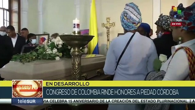 Congreso de Colombia rinde honores a la senadora Piedad Córdoba
