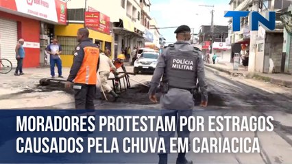 Скачать видео: Moradores protestam por estragos causados pela chuva em Cariacica