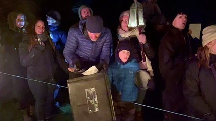 Frightening away evil spirits at Sandford Wassail Video by Alan Quick IMG_4008