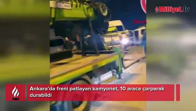 Ortalık savaş alanına döndü! Freni patlayan kamyonet 10 araca çarparak durabildi