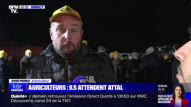 Syndicats agricoles reçus à Matignon: Rien n'a été annoncé (...) tout le pays va être bloqué , affirme José Pérez, arboriculteur mobilisé sur l'autoroute A62