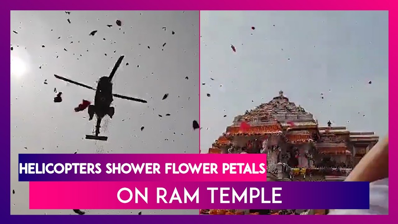 Ram Mandir Inauguration: Helicopters Shower Flo...