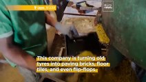 This company is turning old tyres into paving bricks, floor tiles, and even flip-flops