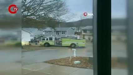 İtfaiye aracı buz tutan yolda spin attı