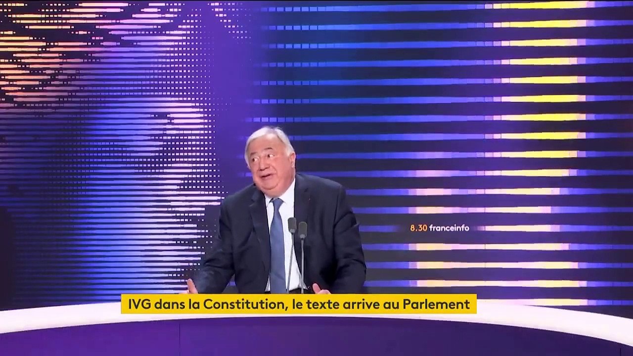 Le président du Sénat Gérard Larcher s’est dit opposé à l’inscription de l’IVG dans la Constitution, promesse d’Emmanuel Macron qui sera débattue à l’Assemblée demain avant d’être examinée par le Sénat - Regardez