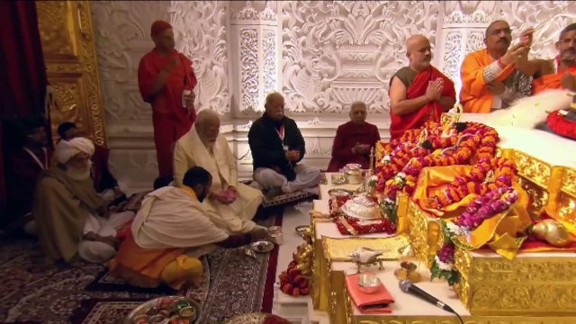#WATCH | Ram Mandir Murti Consecrated, PM Modi Leads Rituals