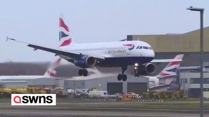 Download Video: British Airways flight makes nail-biting landing at London Heathrow during Storm Isha