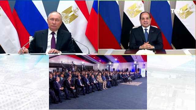 كلمة الرئيس السيسي خلال مراسم صب خرسانة وحدة الكهرباء بمحطة الضبعة النووية بمشاركة الرئيس الروسي