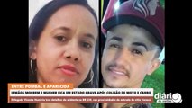 Irmãos morrem e mulher fica em estado grave após colisão de moto e carro entre Aparecida e Pombal