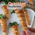 Carottes feuilletées trop mignonnes pour l'apéro de pâques: fromage de chèvre et tomates séchées