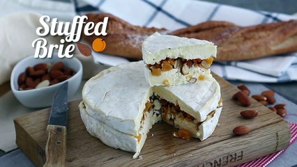 Stuffed brie with apricots and almonds