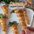 Carrot shaped croissant cones : a cute easter appetizer with goat cheese and sun-dried tomatoes