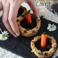 Cookie cups stuffed with chocolate ganache carrot pot style