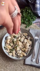 Nhoque com creme de cogumelos