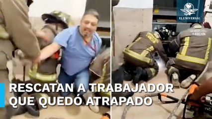 Trabajador del IMSS queda atrapado en elevador