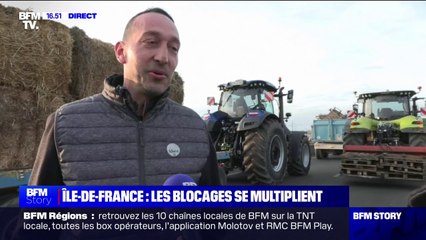 "Pour nous faire entendre, on est obligés de gêner la population": Une centaine de tracteurs bloquent l'autoroute A6 au niveau de Villabé (Essonne)
