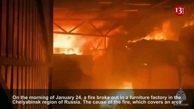 Firefighters try to put out a fire in the Chelyabinsk region of Russia - images of the fire