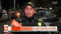 Minibús se incendia en Prado paceño