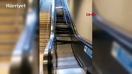 İstanbul Esenler'de metro istasyonunda yürüyen merdivenlerde arıza
