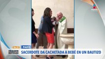 En París un bebé recibe cachetada en su bautizo