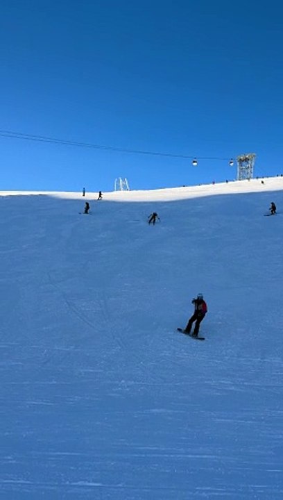 Skiing Beginner Slides Straight Into Camera