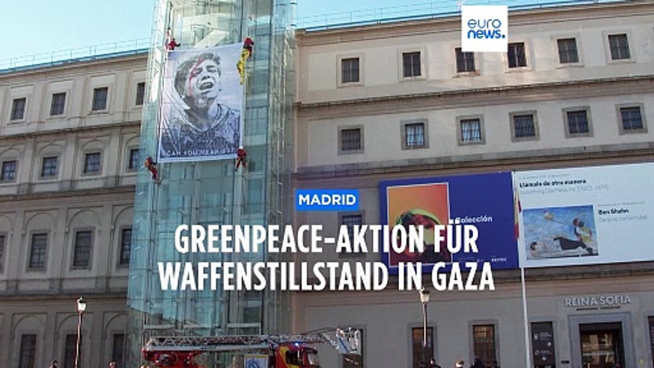 Protest im Madrider Kunstmuseum: Greenpeace fordert Waffenstillstand für Gaza