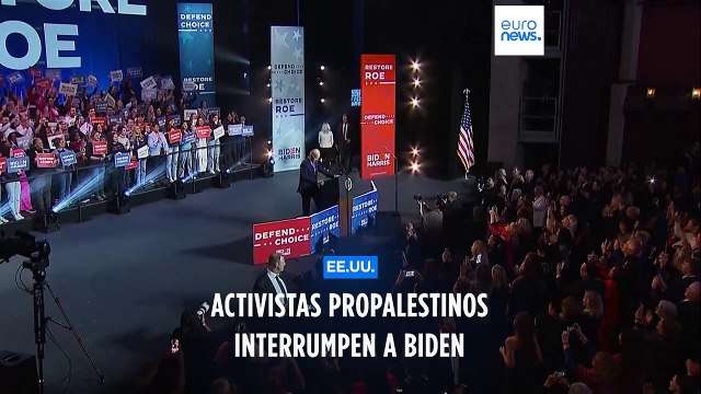 Activistas en favor de los palestinos interrumpen a Biden en un mitin sobre el aborto
