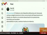 Venezuela repudia comunicado emitido por EE.UU sobre conspiraciones terroristas contra el país