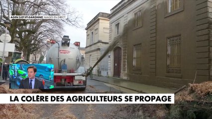 Colère des agriculteurs : La façade de la préfecture d'Agen aspergée de lisier