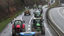 Angry farmers block the Iroise bridge in western France