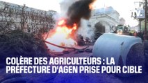 Colère des agriculteurs: les images de la préfecture d'Agen prise pour cible